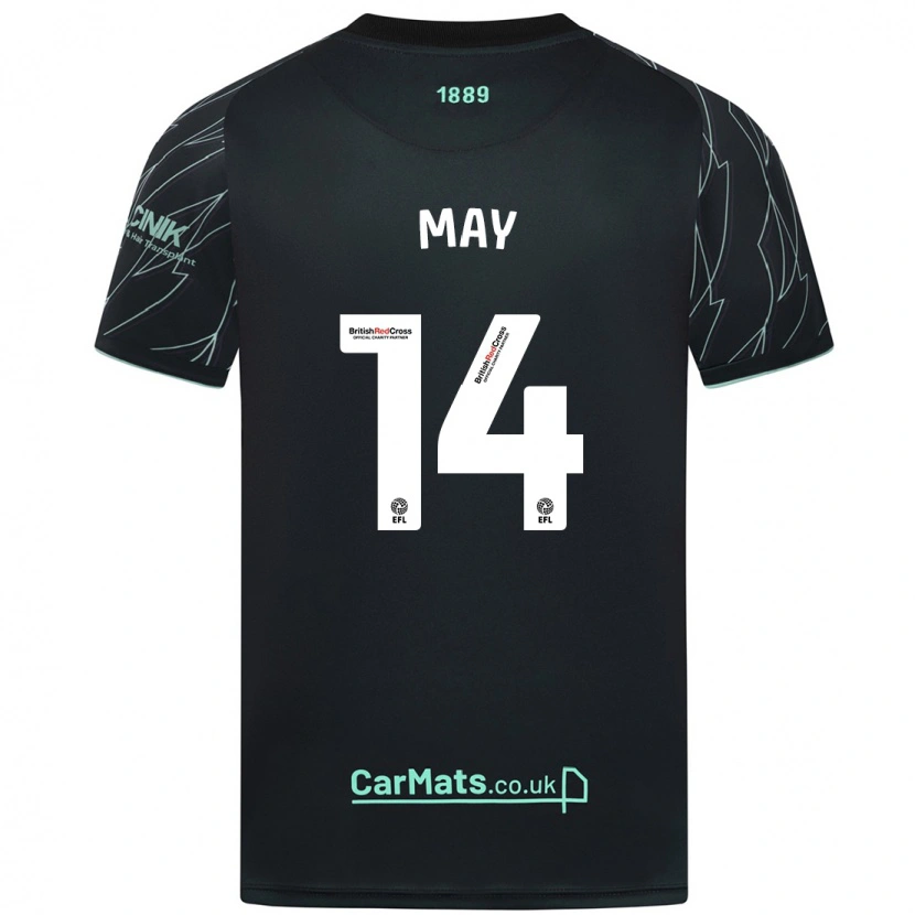 Danxen Uomo Maglia Ellie May #14 Nero Verde Kit Gara Away 2024/25 Maglietta