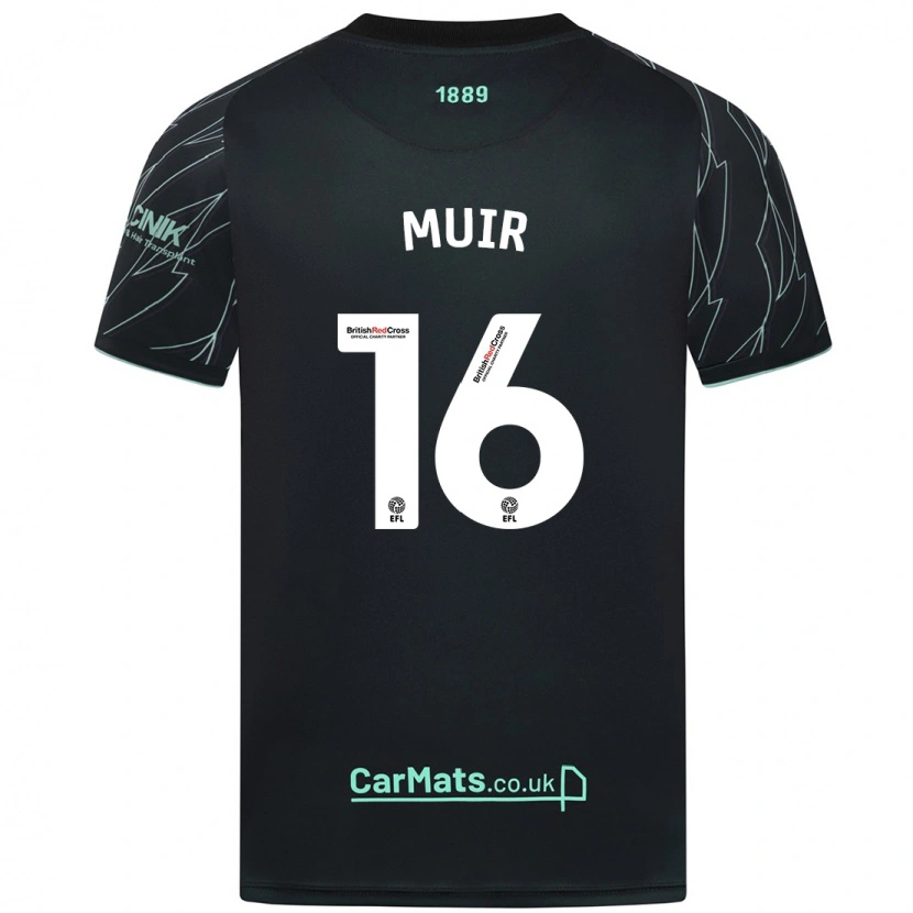 Danxen Uomo Maglia Chene Muir #16 Nero Verde Kit Gara Away 2024/25 Maglietta
