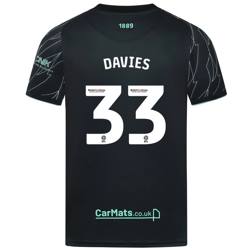 Danxen Uomo Maglia Bethan Davies #33 Nero Verde Kit Gara Away 2024/25 Maglietta