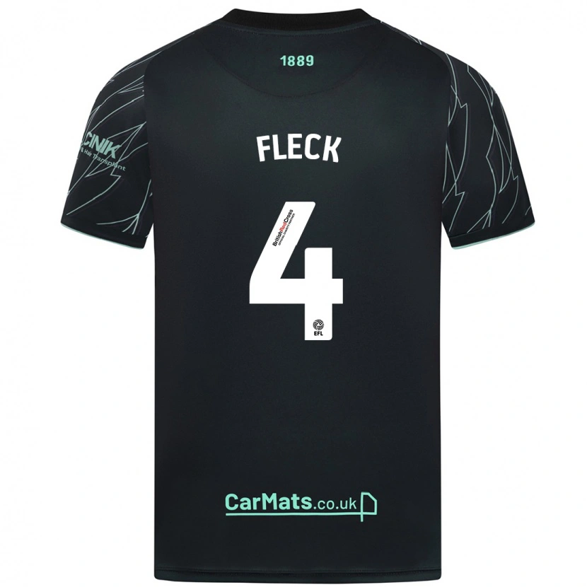 Danxen Uomo Maglia John Fleck #4 Nero Verde Kit Gara Away 2024/25 Maglietta