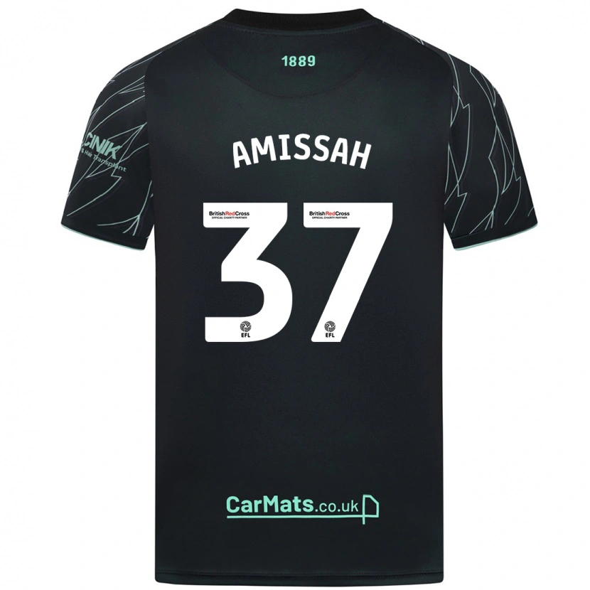 Danxen Uomo Maglia Jordan Amissah #37 Nero Verde Kit Gara Away 2024/25 Maglietta