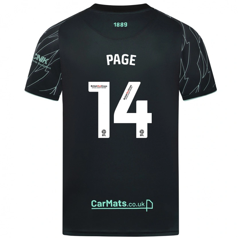Danxen Uomo Maglia Olivia Jane Page #14 Nero Verde Kit Gara Away 2024/25 Maglietta