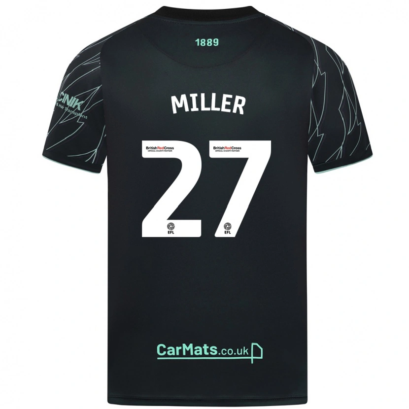Danxen Uomo Maglia Lara Miller #27 Nero Verde Kit Gara Away 2024/25 Maglietta