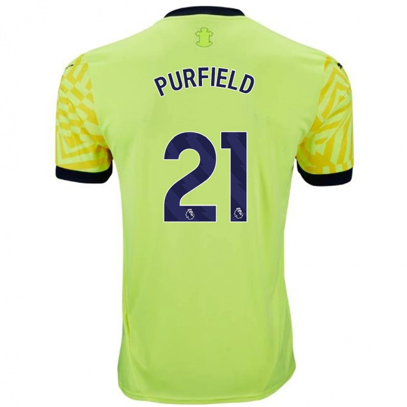 Danxen Uomo Maglia Jemma Purfield #21 Giallo Kit Gara Away 2024/25 Maglietta