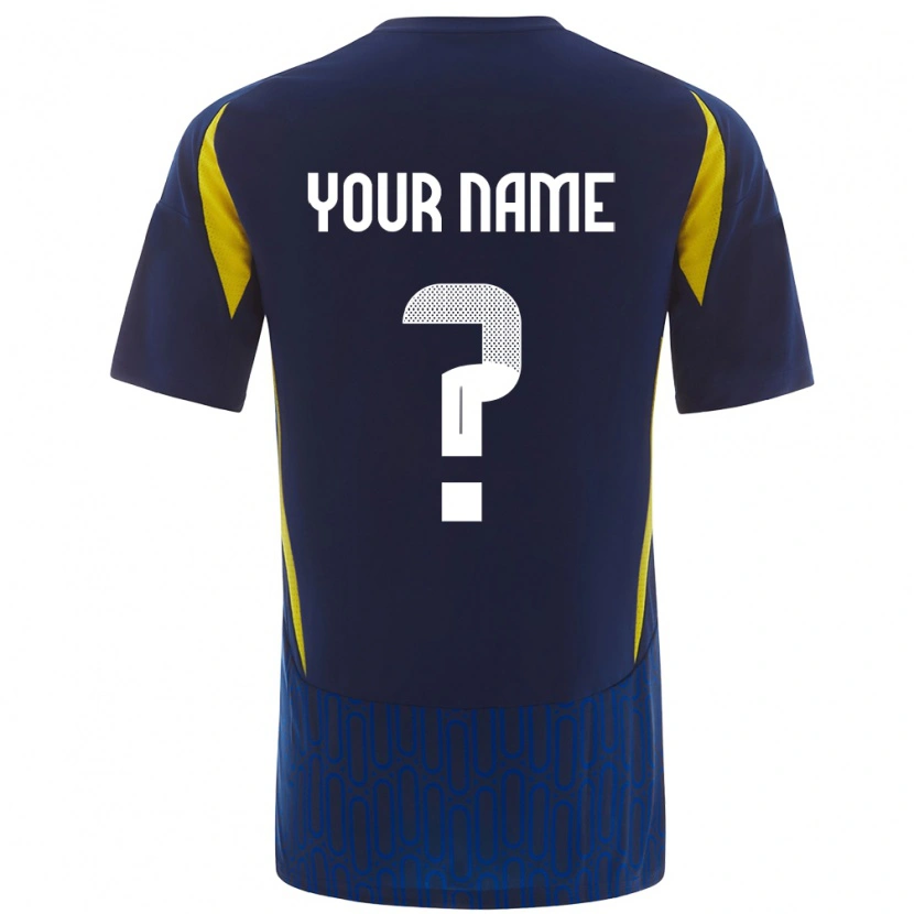 Danxen Uomo Maglia Il Tuo Nome #0 Blu Giallo Kit Gara Away 2024/25 Maglietta