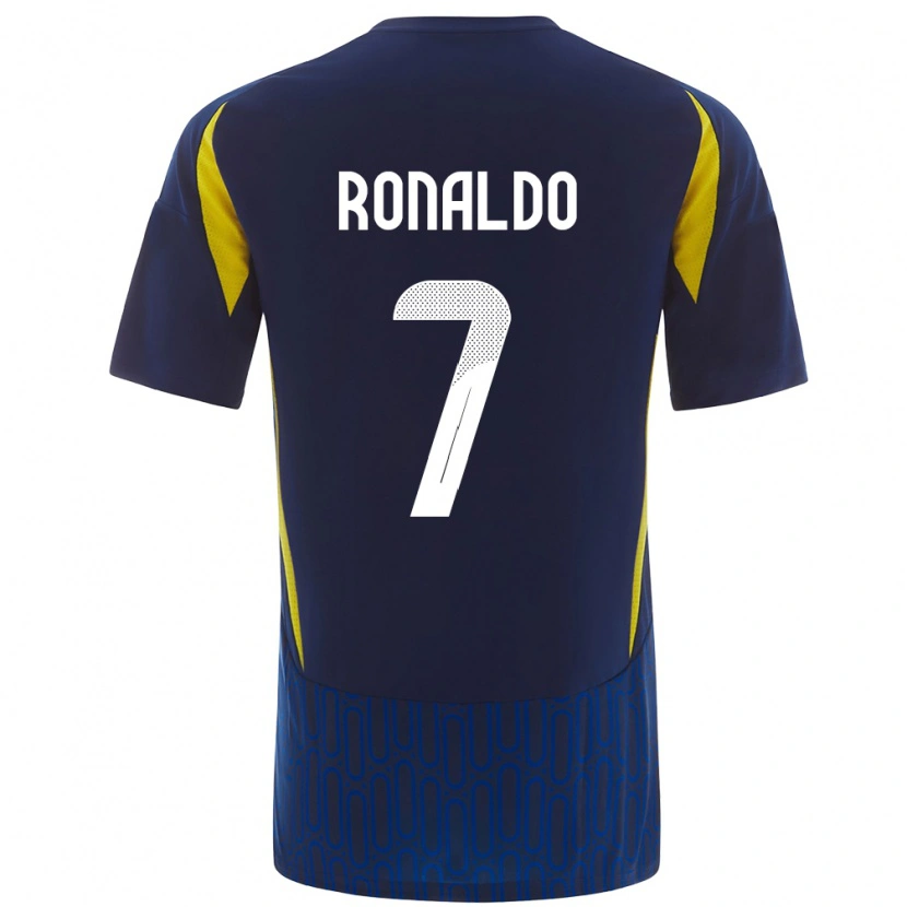 Danxen Uomo Maglia Cristiano Ronaldo #7 Blu Giallo Kit Gara Away 2024/25 Maglietta