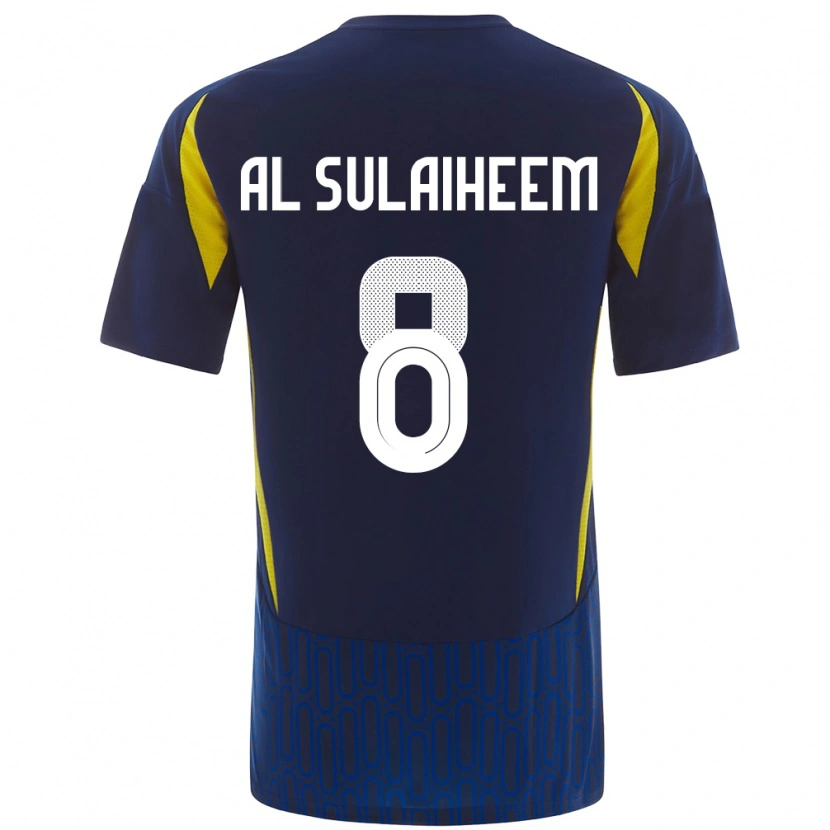 Danxen Uomo Maglia Abdulmajeed Al-Sulayhim #8 Blu Giallo Kit Gara Away 2024/25 Maglietta