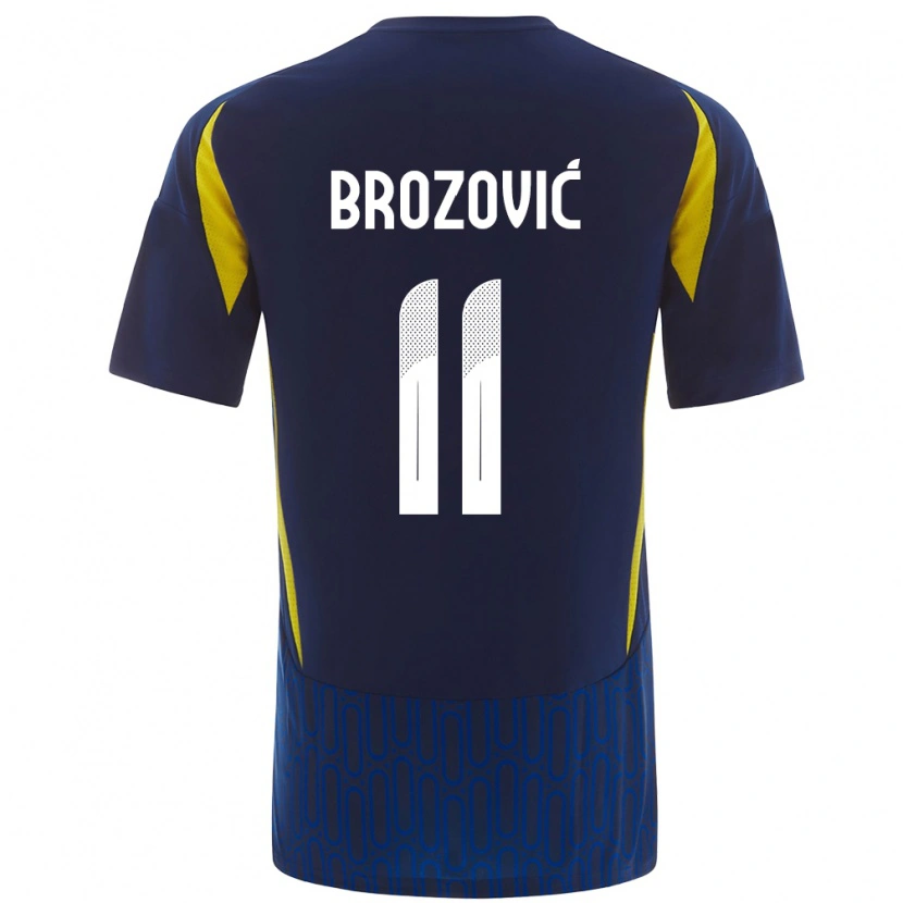 Danxen Uomo Maglia Marcelo Brozovic #11 Blu Giallo Kit Gara Away 2024/25 Maglietta