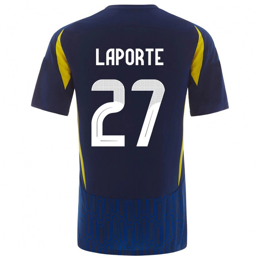 Danxen Uomo Maglia Aymeric Laporte #27 Blu Giallo Kit Gara Away 2024/25 Maglietta