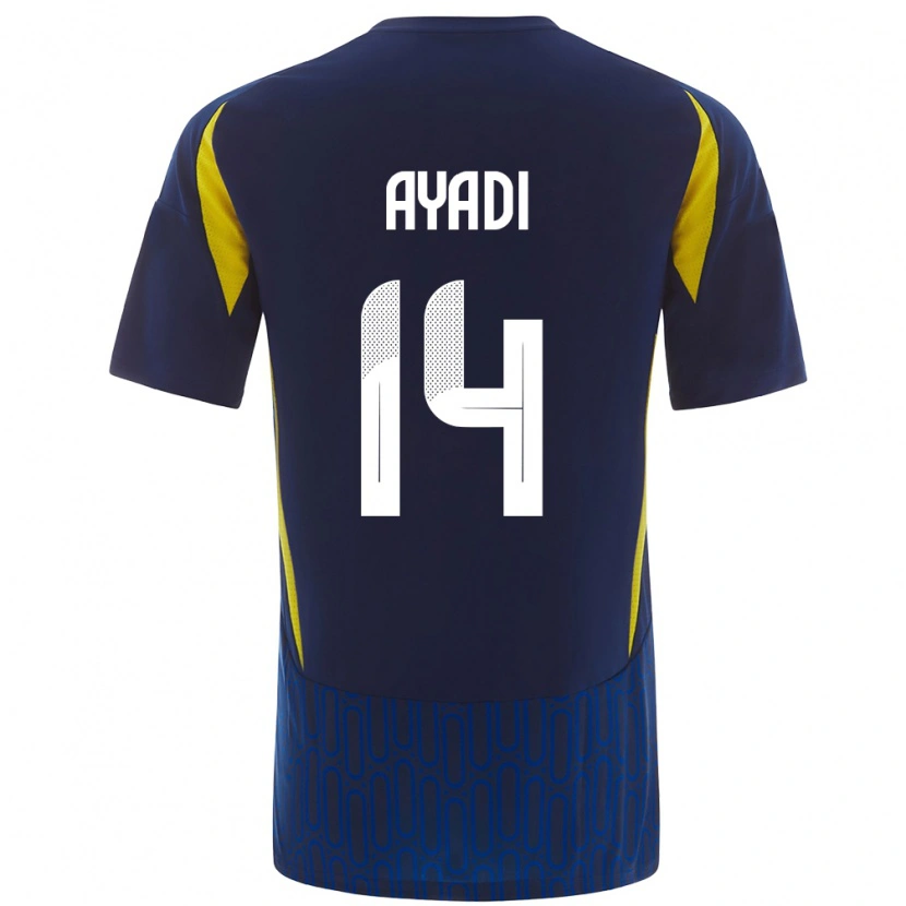 Danxen Uomo Maglia Ghada Ayadi #14 Blu Giallo Kit Gara Away 2024/25 Maglietta
