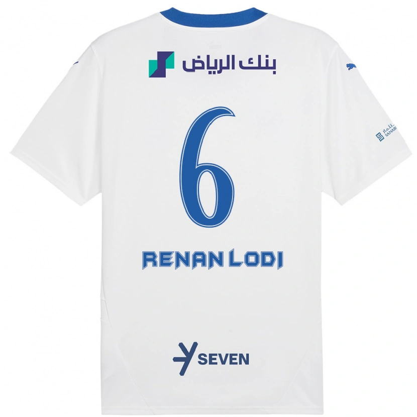 Danxen Uomo Maglia Renan Lodi #6 Bianco Blu Kit Gara Away 2024/25 Maglietta
