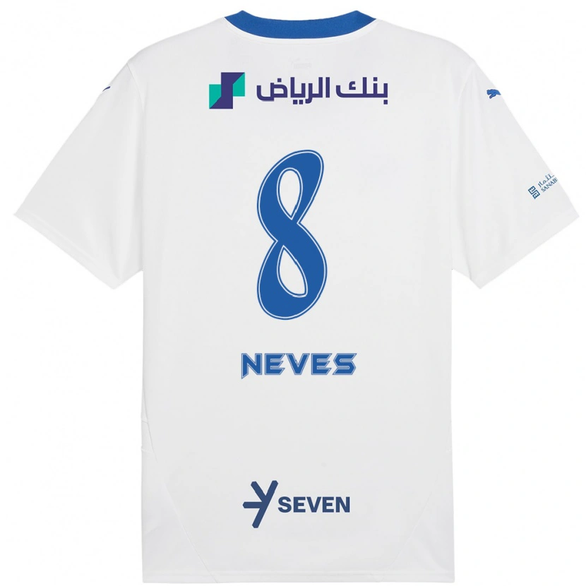 Danxen Uomo Maglia Rúben Neves #8 Bianco Blu Kit Gara Away 2024/25 Maglietta