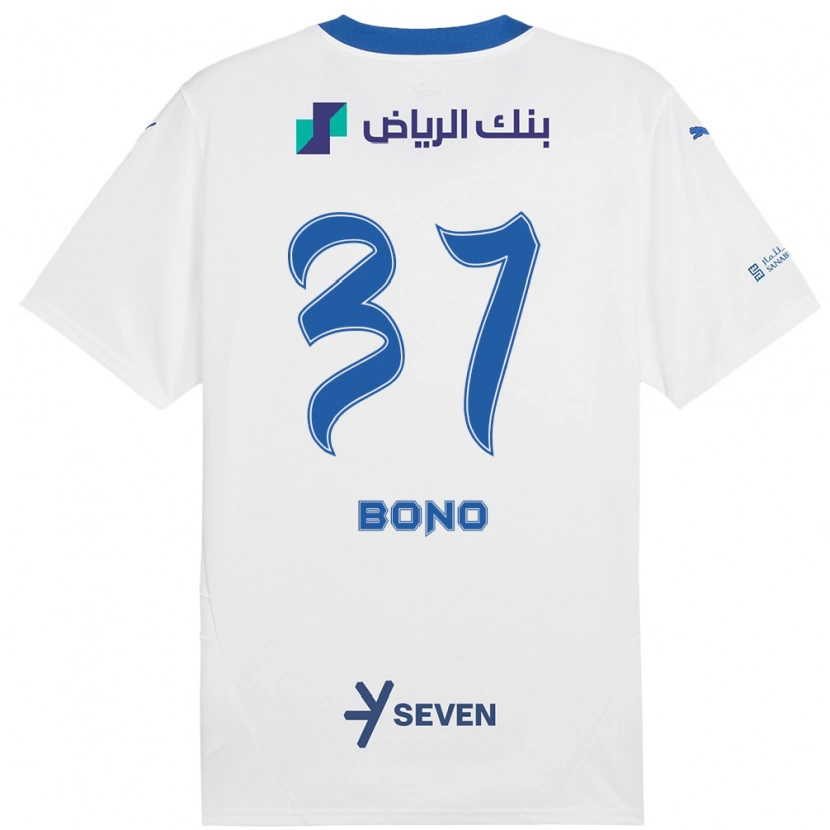Danxen Uomo Maglia Bono #37 Bianco Blu Kit Gara Away 2024/25 Maglietta