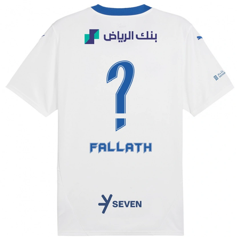 Danxen Uomo Maglia Fahad Fallath #0 Bianco Blu Kit Gara Away 2024/25 Maglietta