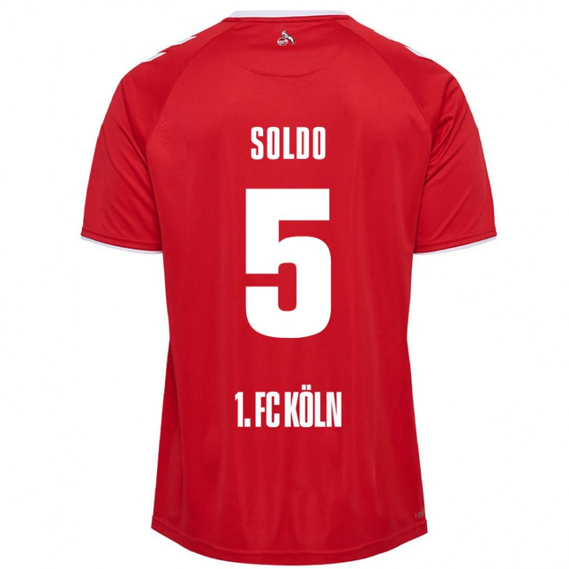 Danxen Uomo Maglia Nikola Soldo #5 Rosso Bianco Kit Gara Away 2024/25 Maglietta