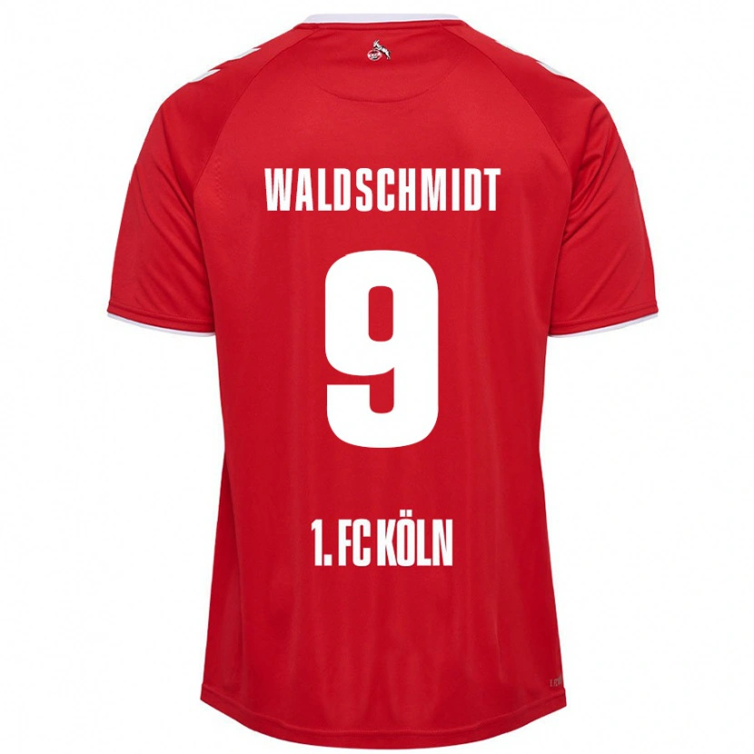 Danxen Uomo Maglia Luca Waldschmidt #9 Rosso Bianco Kit Gara Away 2024/25 Maglietta