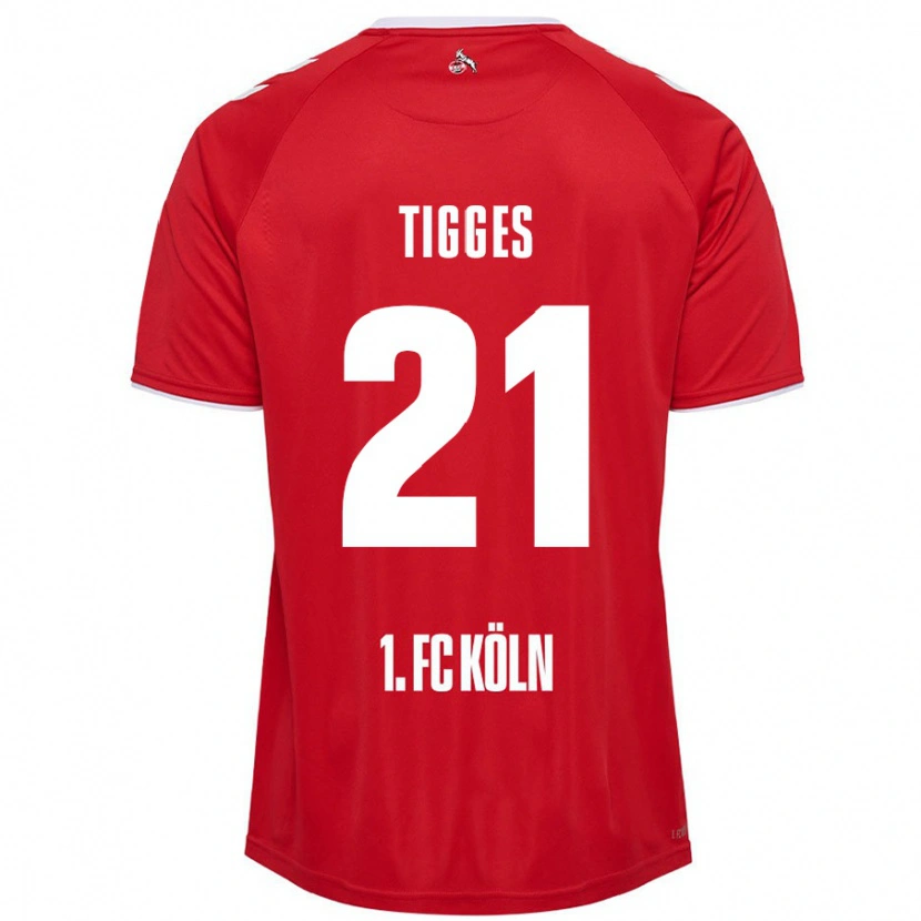 Danxen Uomo Maglia Steffen Tigges #21 Rosso Bianco Kit Gara Away 2024/25 Maglietta