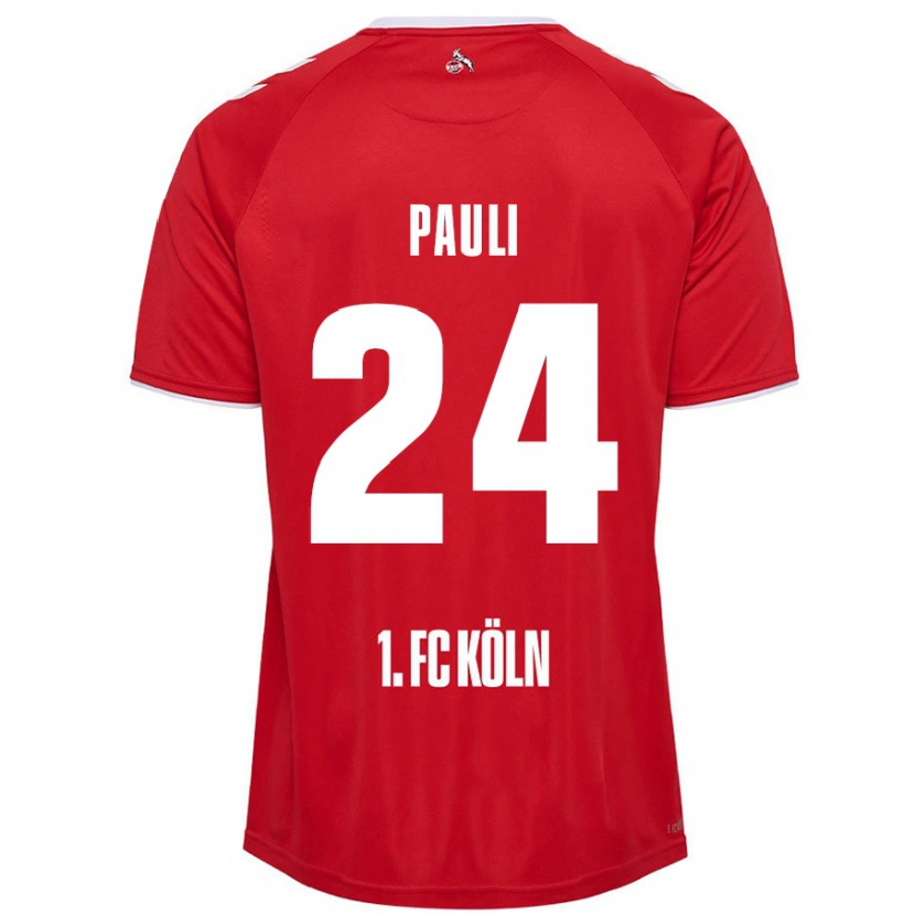 Danxen Uomo Maglia Julian Pauli #24 Rosso Bianco Kit Gara Away 2024/25 Maglietta