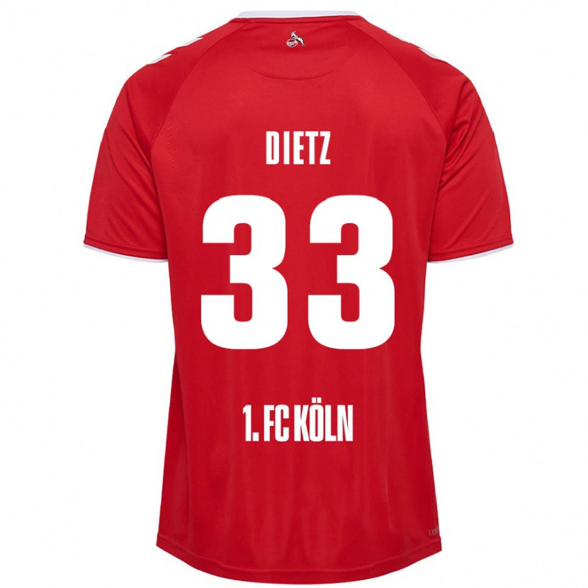Danxen Uomo Maglia Florian Dietz #33 Rosso Bianco Kit Gara Away 2024/25 Maglietta