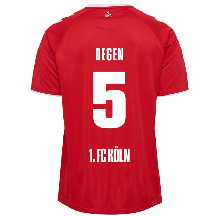 Danxen Uomo Maglia Celina Degen #5 Rosso Bianco Kit Gara Away 2024/25 Maglietta