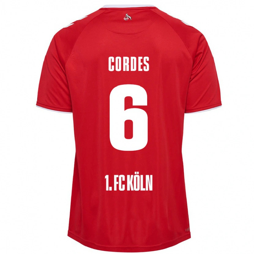Danxen Uomo Maglia Lotta Cordes #6 Rosso Bianco Kit Gara Away 2024/25 Maglietta