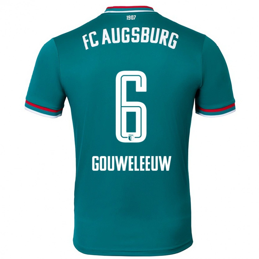 Danxen Uomo Maglia Jeffrey Gouweleeuw #6 Verde Scuro Kit Gara Away 2024/25 Maglietta