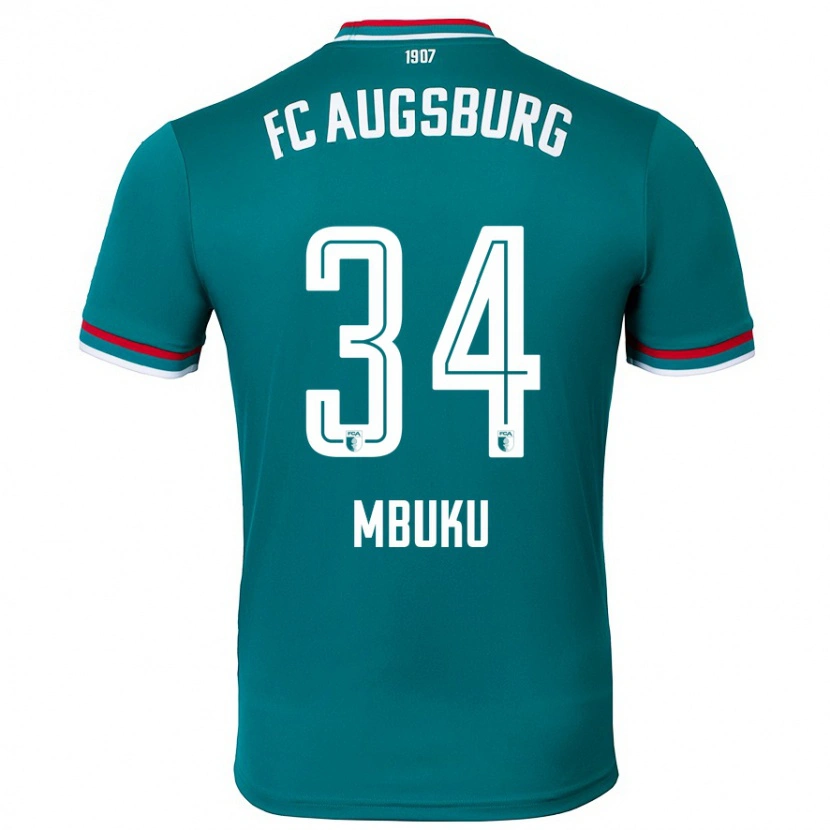 Danxen Uomo Maglia Nathanaël Mbuku #34 Verde Scuro Kit Gara Away 2024/25 Maglietta