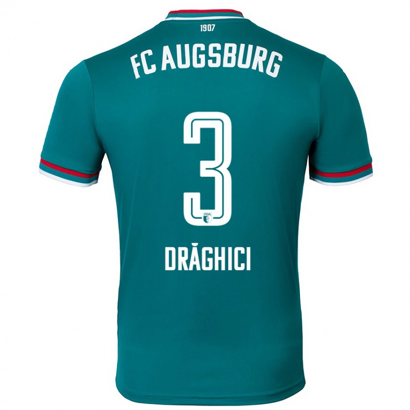 Danxen Uomo Maglia Robert Drăghici #3 Verde Scuro Kit Gara Away 2024/25 Maglietta