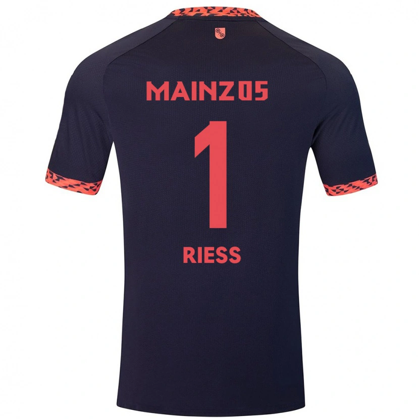 Danxen Uomo Maglia Lasse Rieß #1 Blu Corallo Rosso Kit Gara Away 2024/25 Maglietta