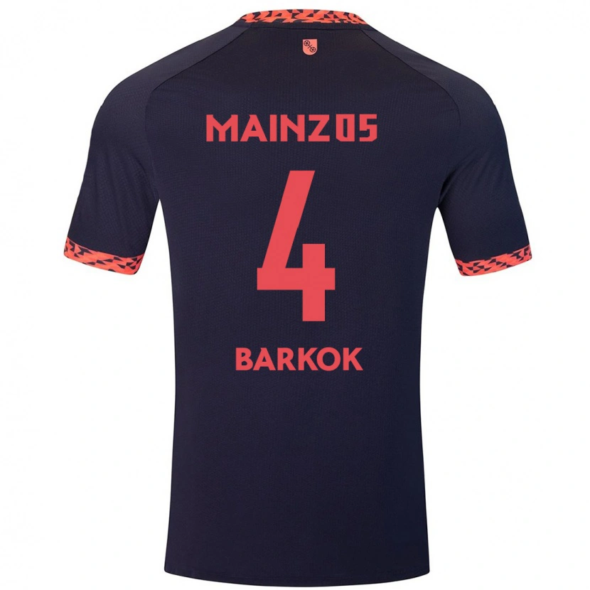 Danxen Uomo Maglia Aymen Barkok #4 Blu Corallo Rosso Kit Gara Away 2024/25 Maglietta