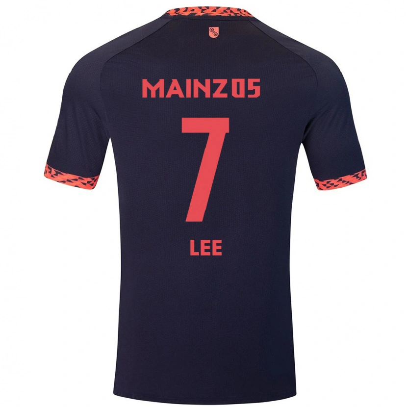 Danxen Uomo Maglia Jae-Sung Lee #7 Blu Corallo Rosso Kit Gara Away 2024/25 Maglietta
