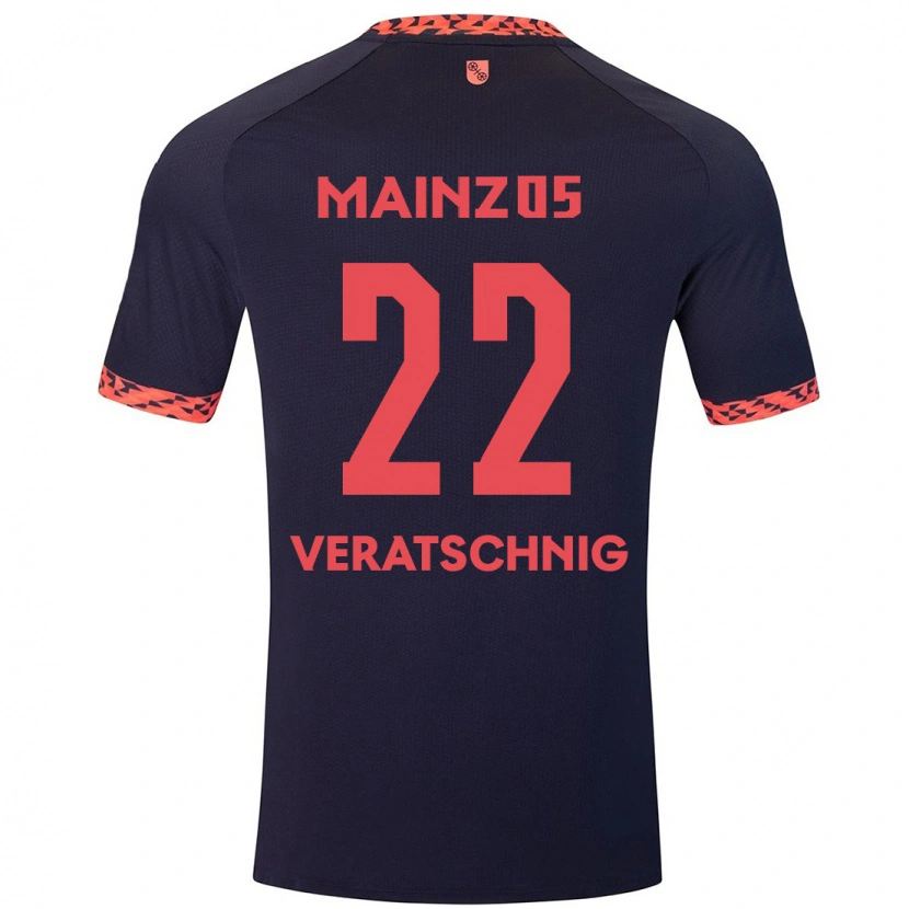 Danxen Uomo Maglia Nikolas Veratschnig #22 Blu Corallo Rosso Kit Gara Away 2024/25 Maglietta