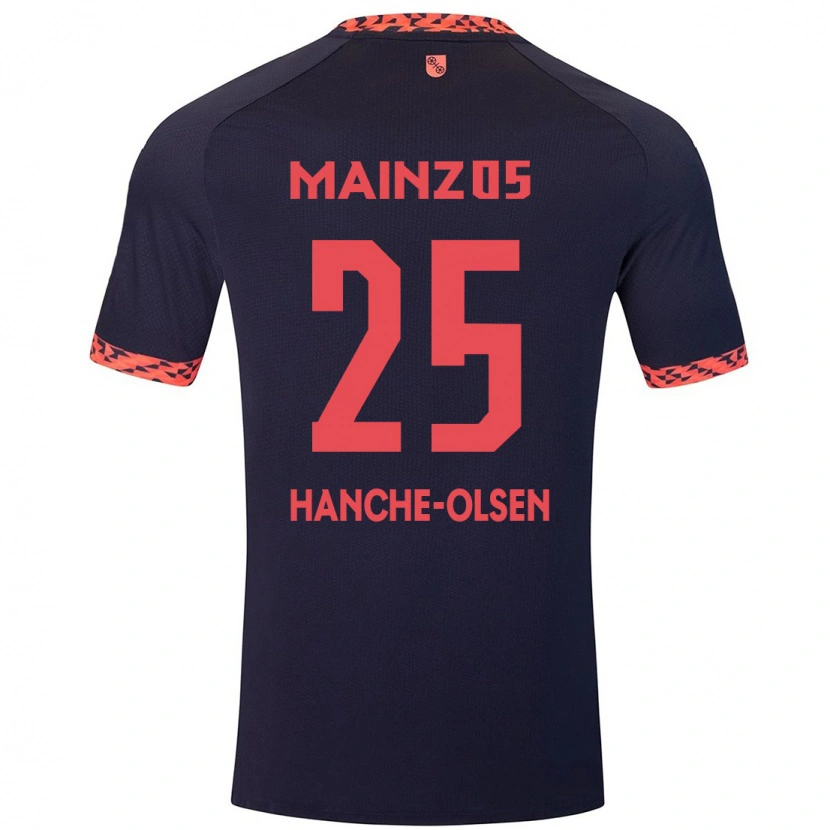 Danxen Uomo Maglia Andreas Hanche-Olsen #25 Blu Corallo Rosso Kit Gara Away 2024/25 Maglietta