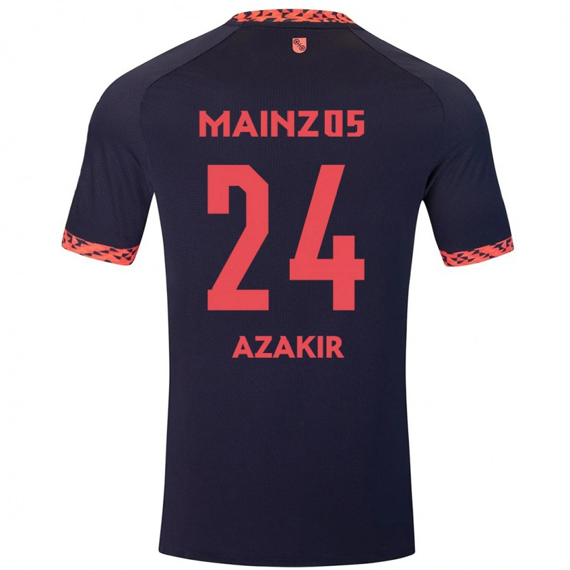 Danxen Uomo Maglia Dennis Azakir #24 Blu Corallo Rosso Kit Gara Away 2024/25 Maglietta