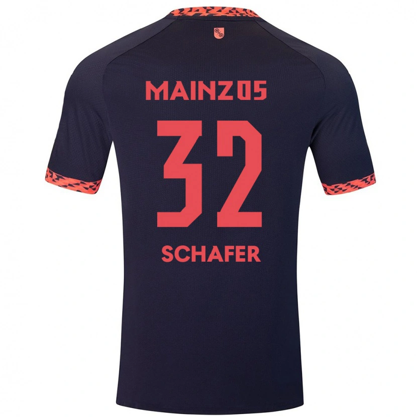 Danxen Uomo Maglia Ann-Christin Schäfer #32 Blu Corallo Rosso Kit Gara Away 2024/25 Maglietta