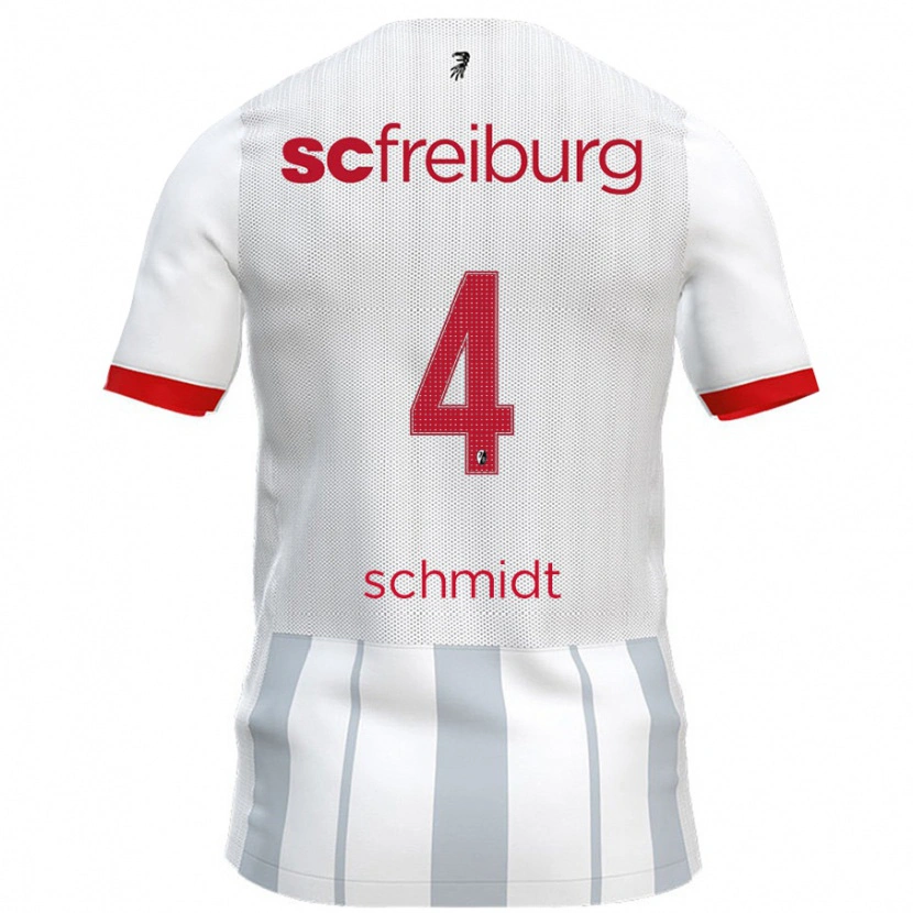 Danxen Uomo Maglia Kenneth Schmidt #4 Bianco Grigio Kit Gara Away 2024/25 Maglietta