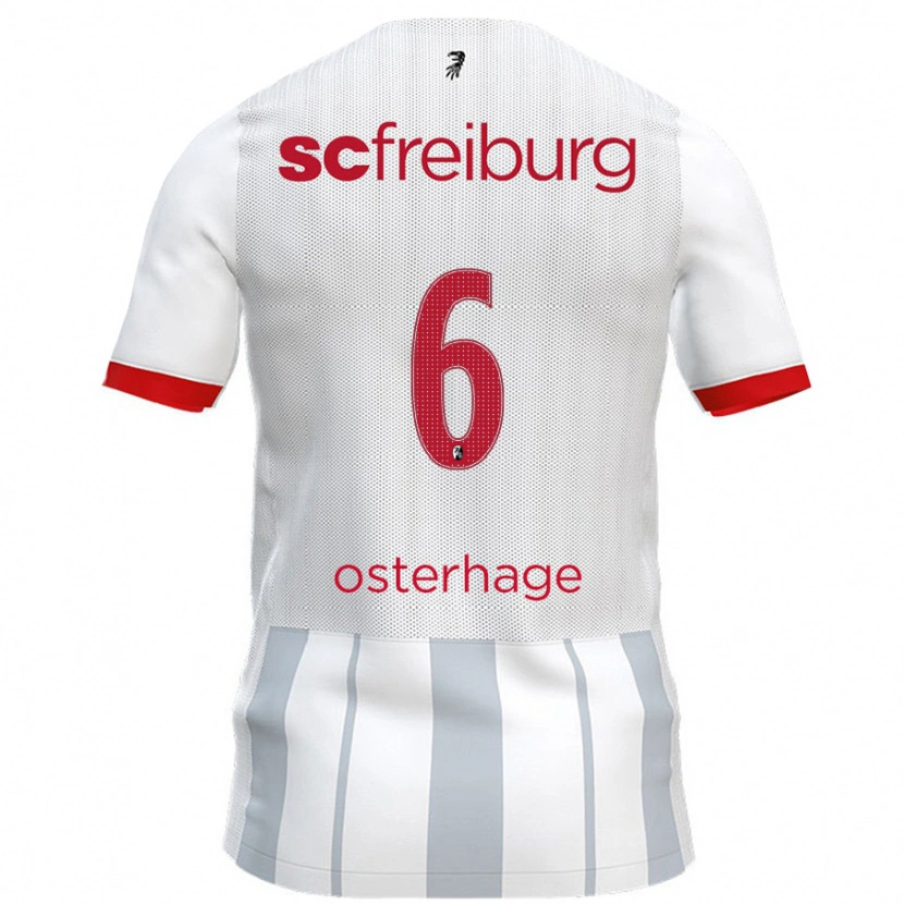 Danxen Uomo Maglia Patrick Osterhage #6 Bianco Grigio Kit Gara Away 2024/25 Maglietta