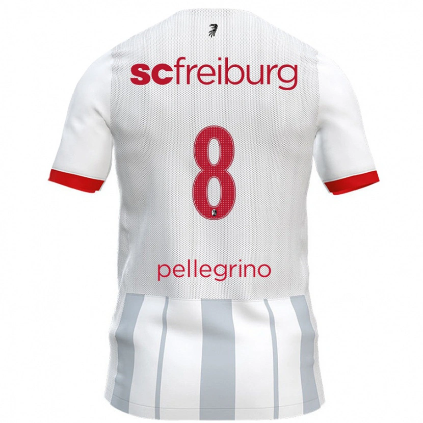 Danxen Uomo Maglia Gabriel Pellegrino #8 Bianco Grigio Kit Gara Away 2024/25 Maglietta