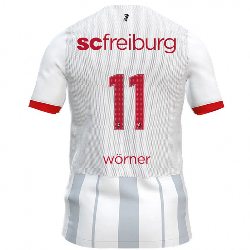 Danxen Uomo Maglia Marco Wörner #11 Bianco Grigio Kit Gara Away 2024/25 Maglietta