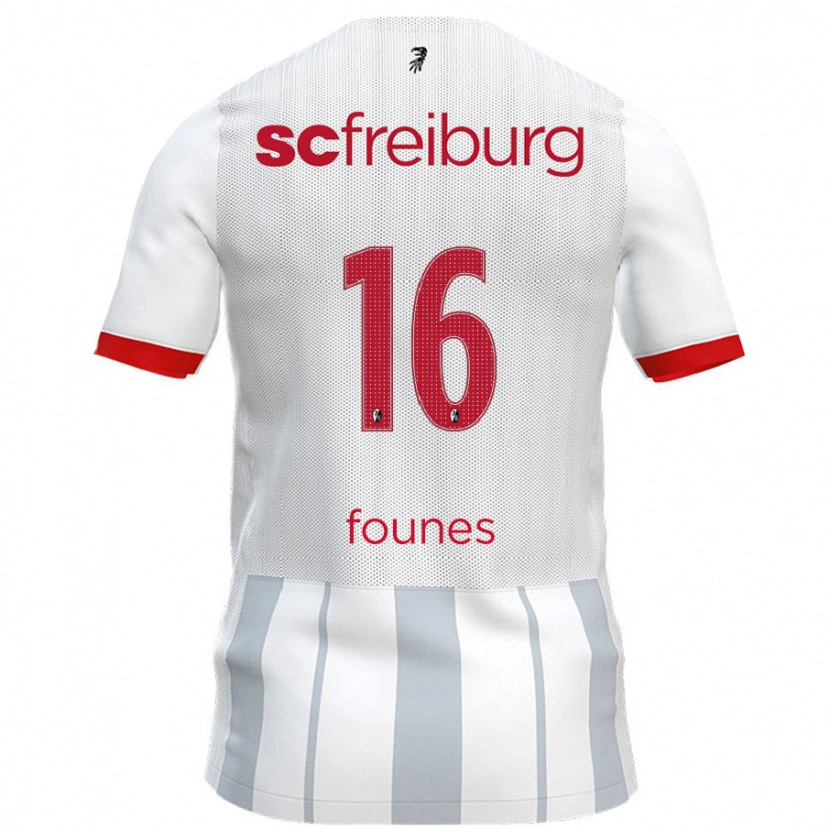 Danxen Uomo Maglia Kevin Founes #16 Bianco Grigio Kit Gara Away 2024/25 Maglietta