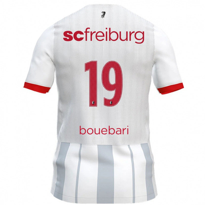 Danxen Uomo Maglia Franci Bouebari #19 Bianco Grigio Kit Gara Away 2024/25 Maglietta