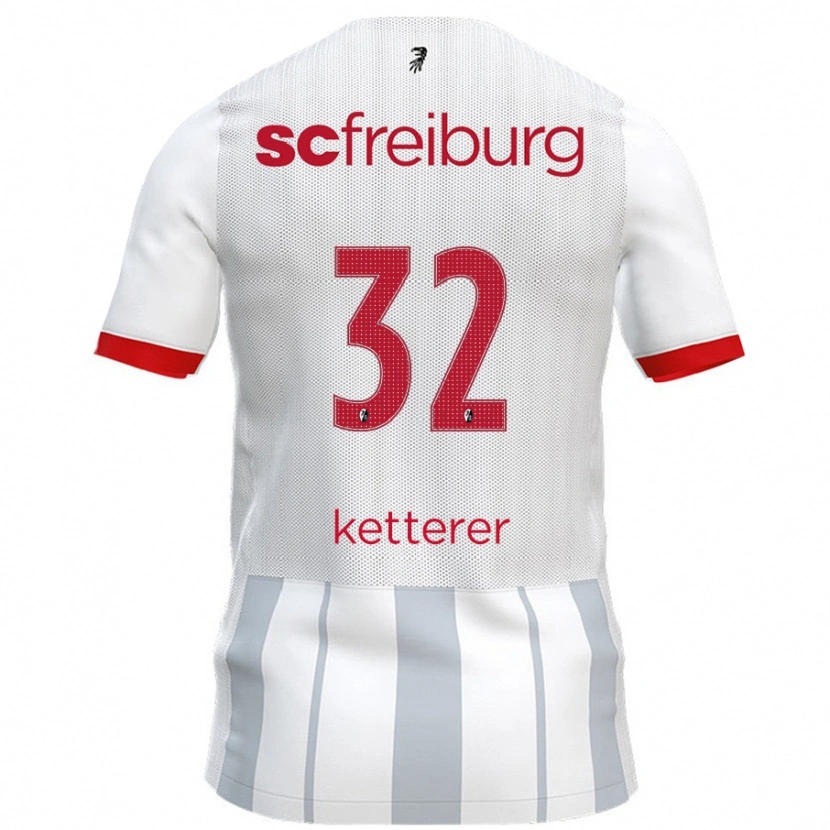 Danxen Uomo Maglia Ashley Ketterer #32 Bianco Grigio Kit Gara Away 2024/25 Maglietta