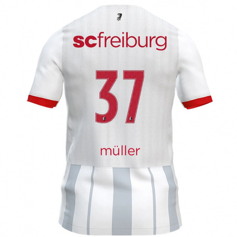 Danxen Uomo Maglia Ruben Müller #37 Bianco Grigio Kit Gara Away 2024/25 Maglietta