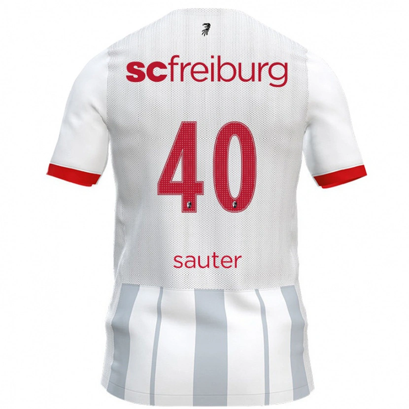 Danxen Uomo Maglia Niklas Sauter #40 Bianco Grigio Kit Gara Away 2024/25 Maglietta