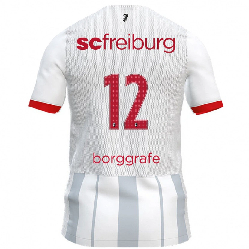 Danxen Uomo Maglia Rafaela Borggräfe #12 Bianco Grigio Kit Gara Away 2024/25 Maglietta
