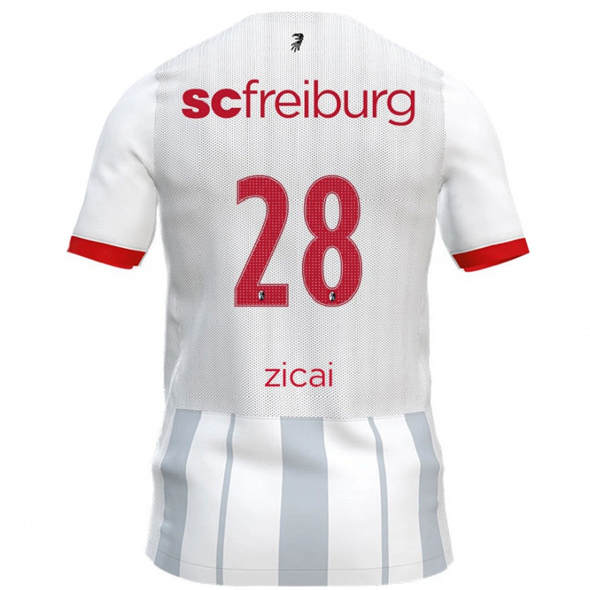 Danxen Uomo Maglia Cora Zicai #28 Bianco Grigio Kit Gara Away 2024/25 Maglietta