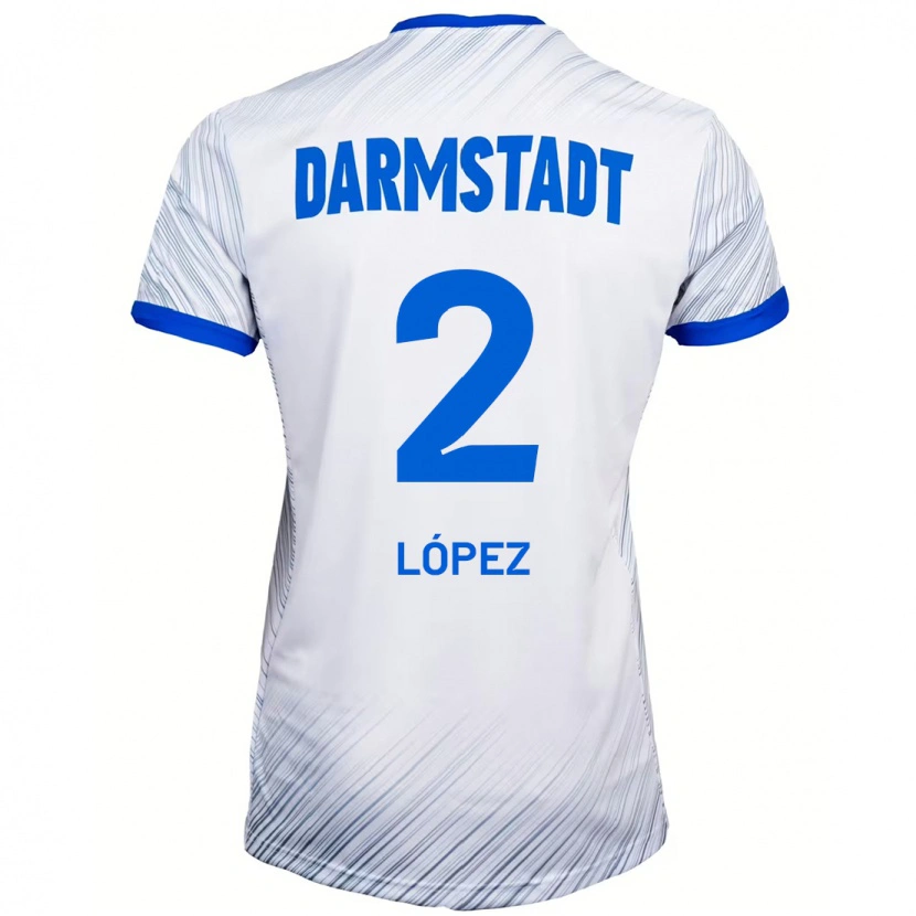Danxen Uomo Maglia Sergio López #2 Bianco Blu Kit Gara Away 2024/25 Maglietta