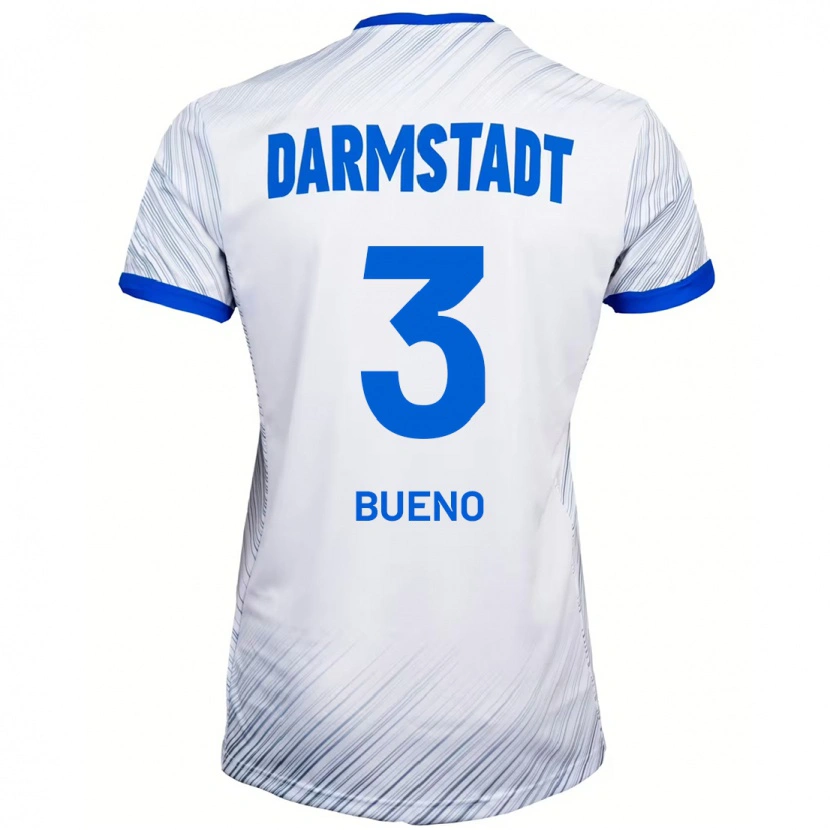 Danxen Uomo Maglia Guille Bueno #3 Bianco Blu Kit Gara Away 2024/25 Maglietta