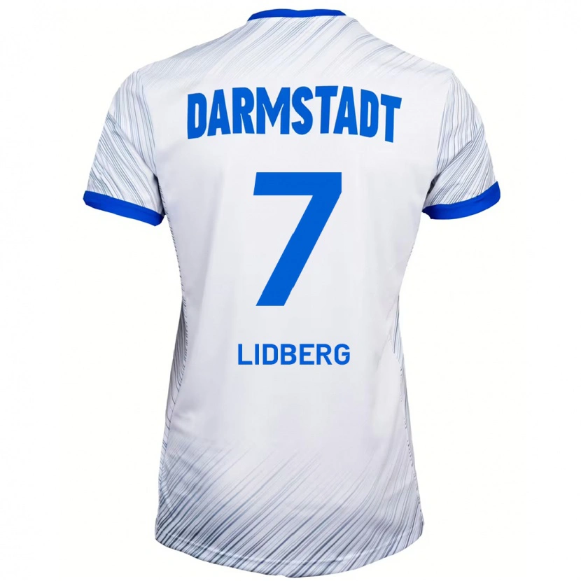 Danxen Uomo Maglia Isac Lidberg #7 Bianco Blu Kit Gara Away 2024/25 Maglietta