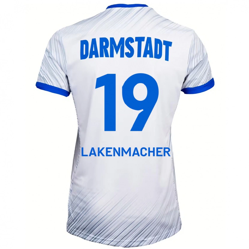 Danxen Uomo Maglia Fynn Lakenmacher #19 Bianco Blu Kit Gara Away 2024/25 Maglietta